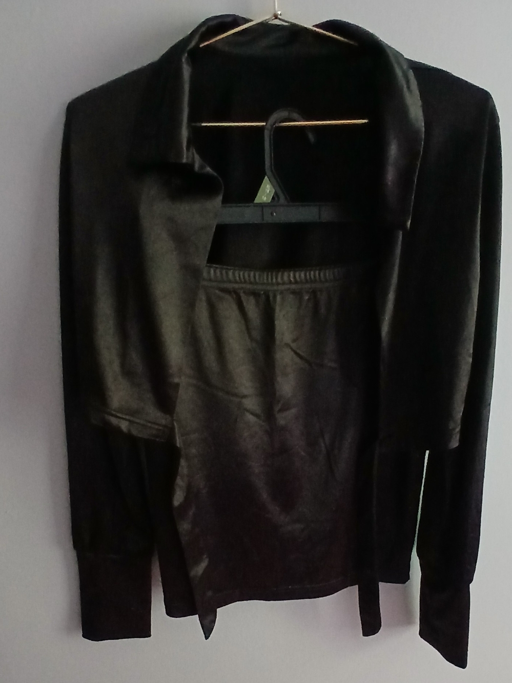 & Other Stories Black Satin-Look Open-Front Blazer